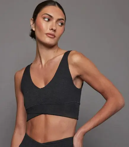 CARBON38 Wrap Low Back Sports Bra in Heather Melt Charcoal Gray Size Small $88
