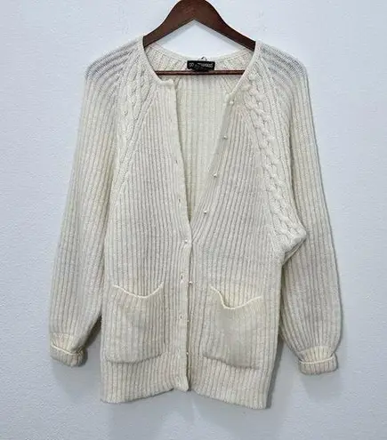Counterparts Women's Vintage Loose Knit Cream Coastal Grandma Cardigan Size S