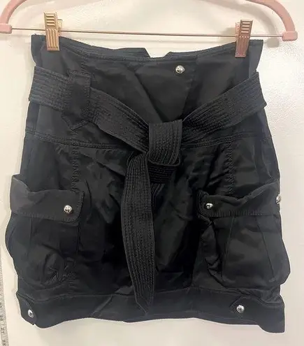 Karen Millen satin black utility skirt with tie belt