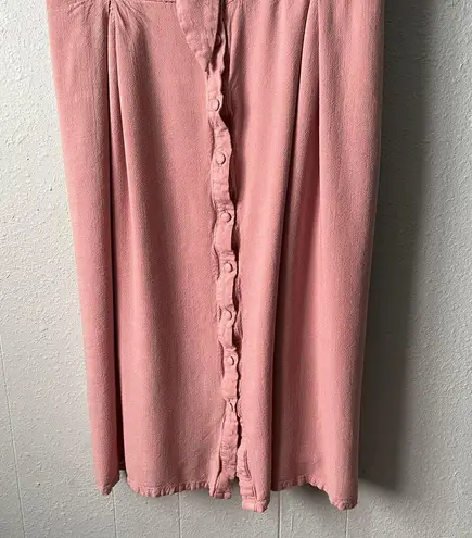 Button Front Midi Dress Womens 2X Smocked Fairy Cottagecore Soft Girl Romantic Pink