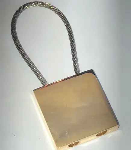 Gold Tone Vintage Square Padlock Keychain