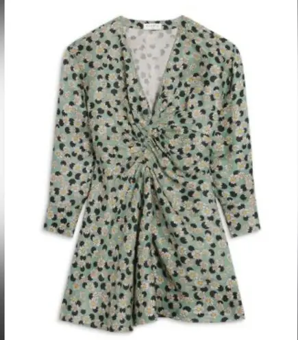 Sandro Paris | Angele Dress Green Pois Dots Floral Linen | XS