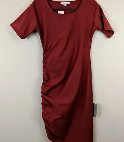 The Vanity Room NWT Womens Ruched Bodycon Dress Size S Short Sleeve Work Casual
