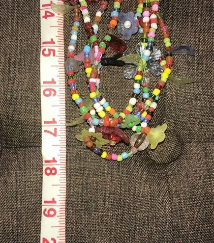 CHUNKY RAINBOW FUN MULTI STRAND LONG NECKLACE