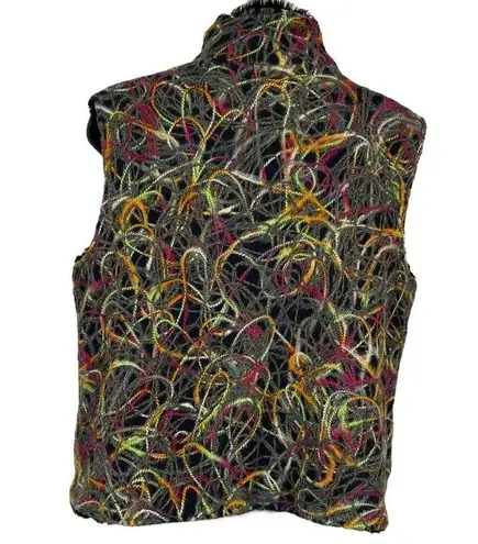 Sno Skins Wool Blend Reversible Multicolored Fiber Art Vest Size M