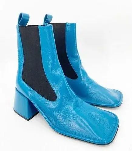 Jil Sander Blue Square Toe Chelsea 68mm Ankle Boots 37