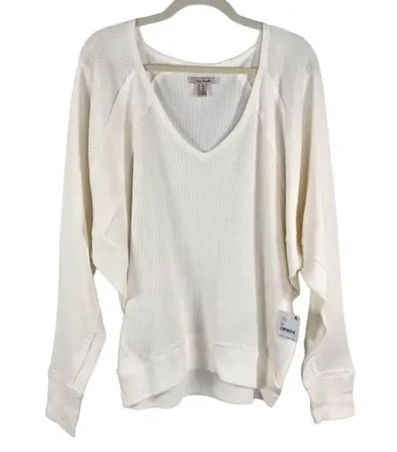 Free People  Santa Clara Dolman Thermal Knit Top Cream Oversize Boho Fairy M, NWT