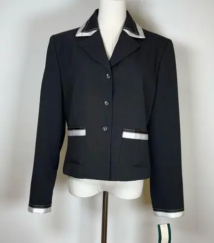Harvé Benard New With Tags Harve Benard Jacket Blazer Black White Ribbon Trim Women’s Size 12
