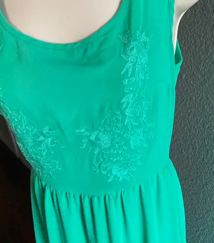 Tea N Rose Green Embroidered Maxi Dress