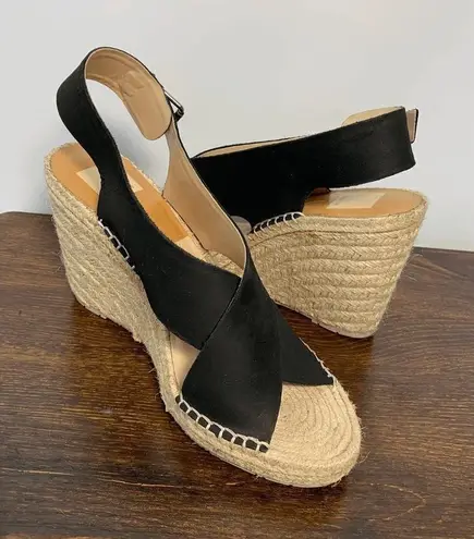 Dolce Vita Womens Espadrille Wedge Sandals Faux Suede Upper Black Nude Size 10 Black