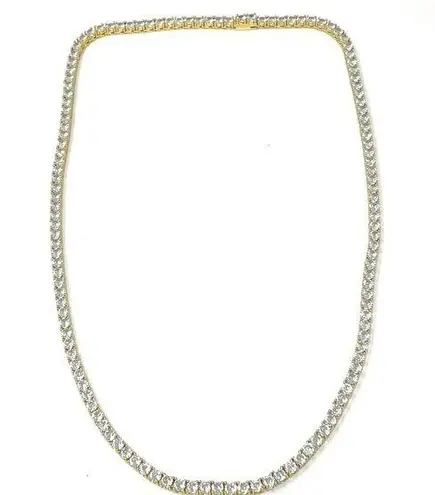 BLING giant CZ tennis necklace statement piece Gold