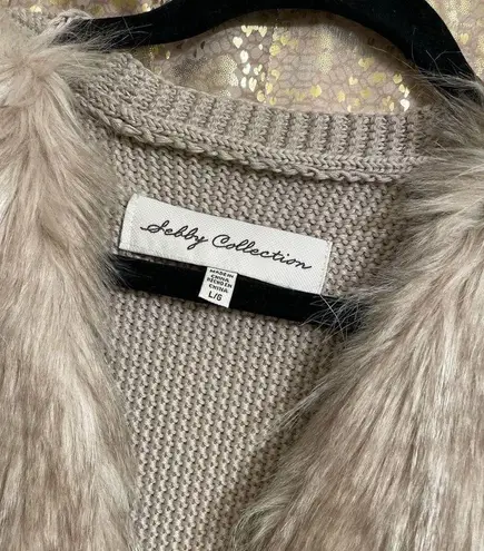 Sebby Collection beige brown natural faux fur vest, L, NWT