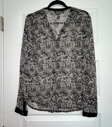 Inc international Concepts Sheer Lace Look Button Front Blouse Shirt Top