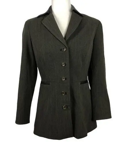 Vintage Jenne Maag Equestrian Wool Blend Blazer with Leather Trim Small