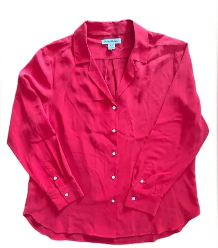 Tommy Bahama  100% Silk Blouse Women’s Medium Red Work Office Holidays Christmas