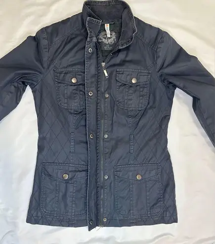 Pacific&Co Vintage 90s Denim . Spanish-Designed Bomber Cargo Utility Jacket - Navy - M