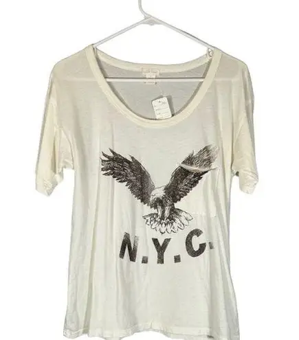 Wild Pearl White Short Sleeve Cotton Eagle NYC Casual Pocket T-Shirt Women Sz S