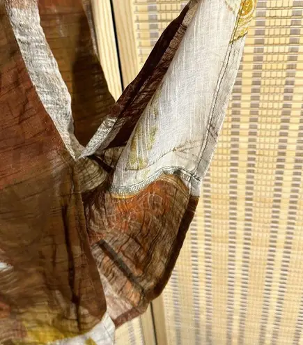 Terracotta Vintage 1990s Y2K Color Pattern Block Bohemian Maxi Skirt Small Brown