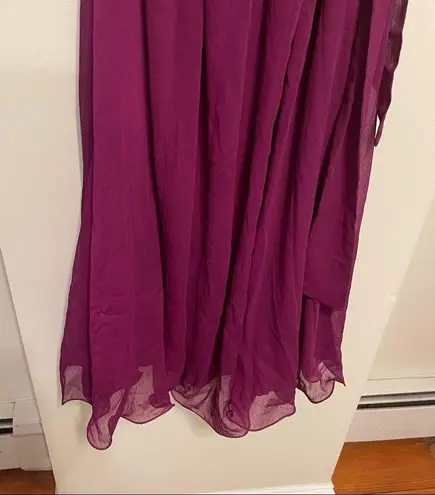 TRENDYOL MİLLA Plum Carmen Collar Midi Dress Off the Shoulder Ruffle Size 40/L Size L