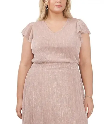 Womens midi Dress blush Pink 1X flutter sleeves MSK