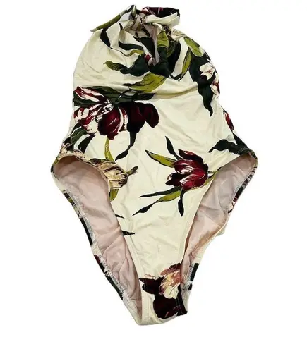 Robin Piccone Women's Moana Plunge Halter One Piece Swimsuit Size 6 Floral