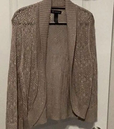 INC International Concepts Cream and Silver Cardigan Sweater Gold Size XL