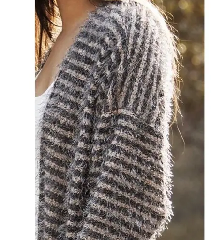 ASTARS Cupcakes Cardigan Blush Pink Gray Stripe Eyelash Pockets Long Size Small