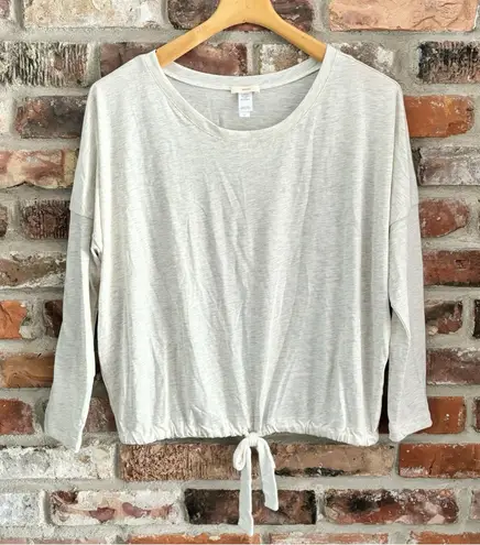 Eberjay Eberjey Light Gray Tie Front Long Sleeve Shirt Top, S