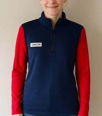 Vintage Sub4USA Navy and Red Long Sleeve Pullover Small Blue