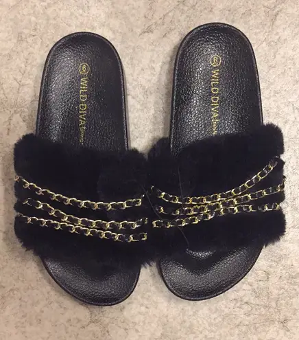 Wild Diva Fur Lounge Slides