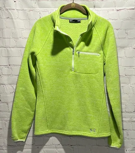 Under Armour  Lime Green Quarter-Zip Fleece Sweatshirt Woman’s Size Small thumbnail 1