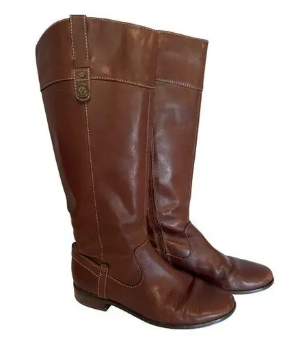 Anne Klein  Women Leather Riding Boots 9M Calantha Brown iFlex Equestrian Classic