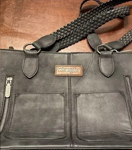 Wrangler  Tote Bag For Women Western  Shoulder Leather Purse Black/Brwn Inside