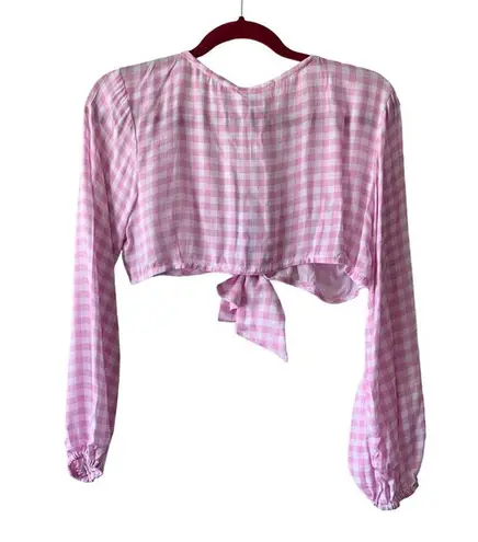 VDM the Label x Revolve Pink Gingham Swim Coverup Tie Front Crop Top Medium