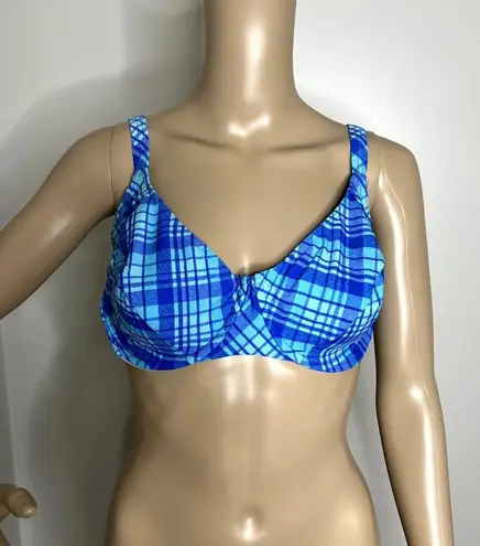 Vintage Christina Krista Blue Plaid Bikini Top Size 14