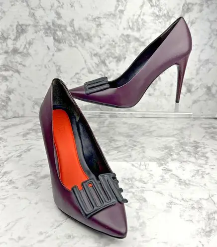 KENZO Womens LOVE Pump Heels Size 38 / 7.5 Deep Wine Maroon Black Love Purple