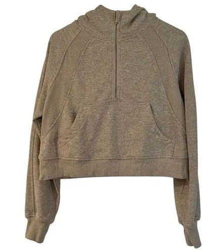 Trendy Queen grey scuba cropped quarter zip hoodie sweatshirt M Gray Size M