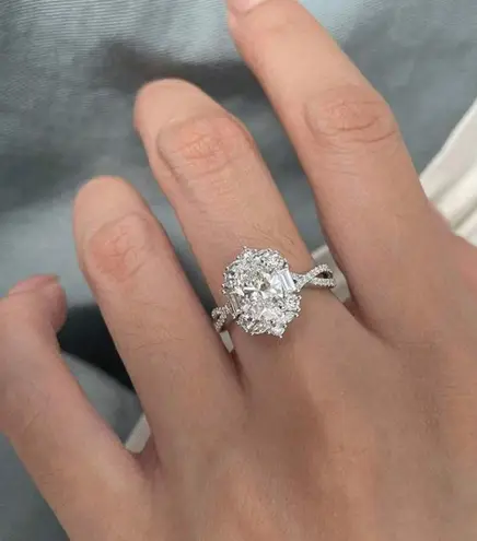 Boutique 2 CT Oval Palace Sterling And Moissinate Diamond Ring