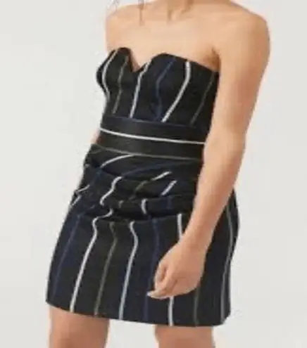 Emporio Armani NWT Draped Metallic-Stripe Strapless Dress Black Size IT 40/US 4