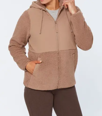 Duluth Trading Co. Softstreme Full Zip Hooded Sherpa Jacket Fleece Coat Plus Brown Size 1X