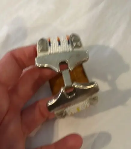 Leather beaded Aztec print cuff