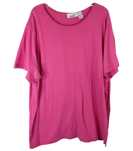 All American Comfort Plus Size 4X Top Pink Short Sleeve Scoop Neck Cotton 1465