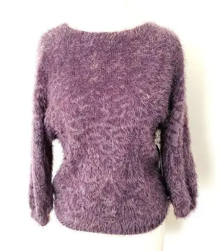 Nine West NWT  Fuzzy Soft Brushed Knit Pullover Sweater Purple Sz M