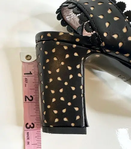 Tabitha Simmons Leticia Perforated Sandals Scalloped Leather Black Women's 38 7