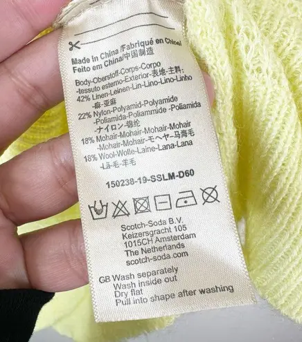 Scotch & Soda Sweater Womens M Linen Mohair Wool Colorblock Sleeves in Citrus