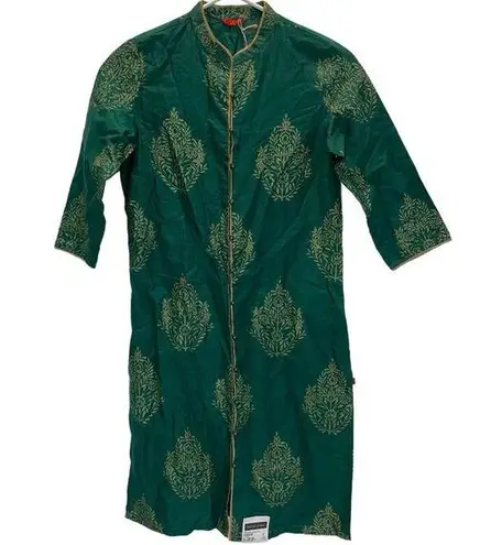 Threads Clasilks Womens XS Kurti Green Gold