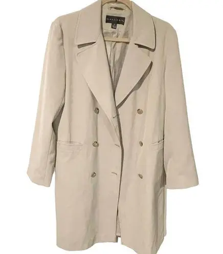 Gallery  Size Small Trench Coat Cream Tan Double Breasted Lined Jacket Coat