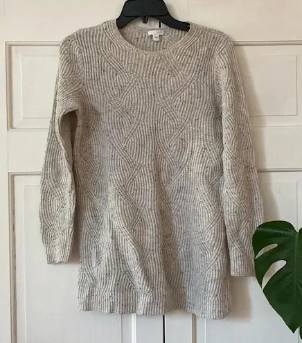 J. Jill Cable Knit Confetti Cream Tunic Sweater Ivory Size Small Braided Coastal