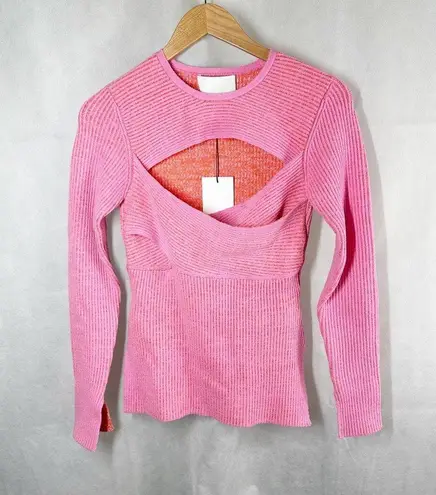 3.1 Phillip Lim Sweetheart Ribbed Knit Top Bubblegum Size Small