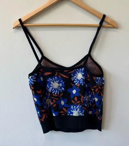 Maeve Anthropologie Floral Jacquard Sweater Cropped Cami Top